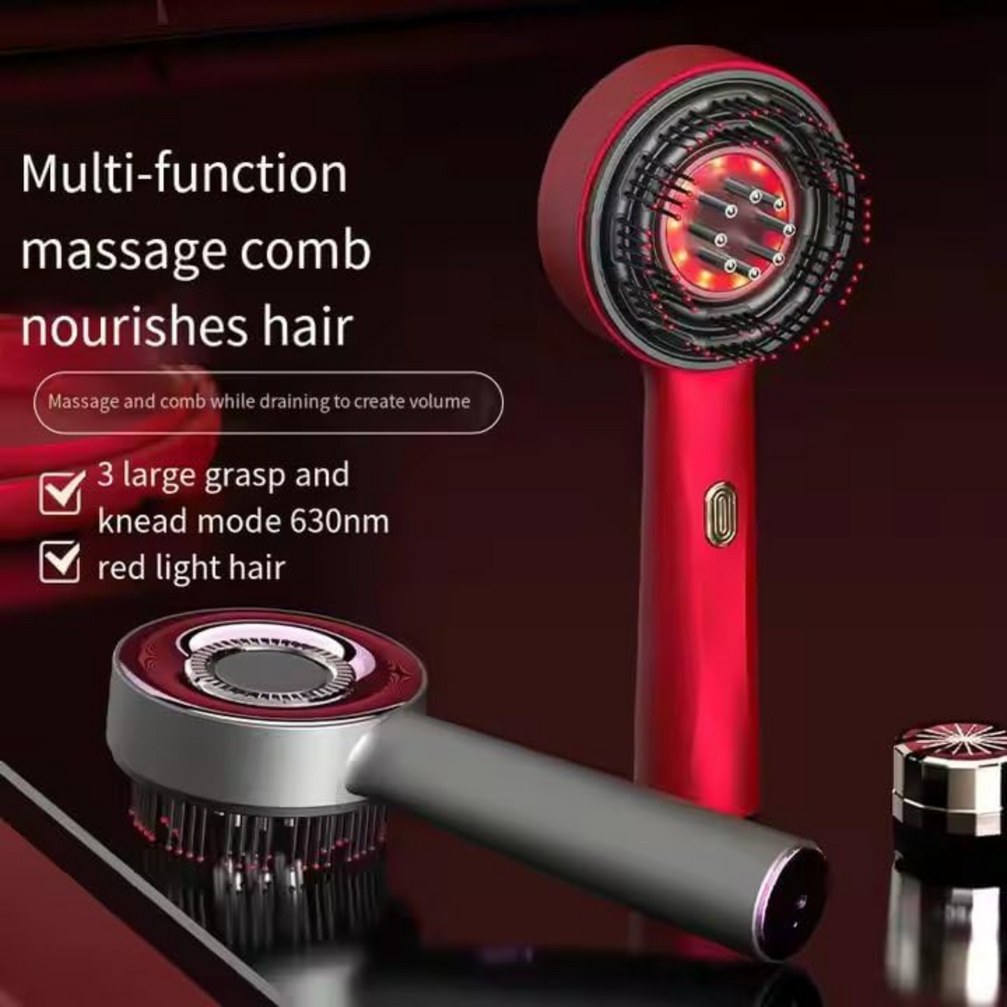 Electric Scalp Massage Comb – Red Light + Serum Applicator