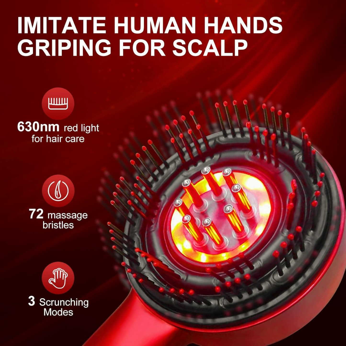 Electric Scalp Massage Comb – Red Light + Serum Applicator