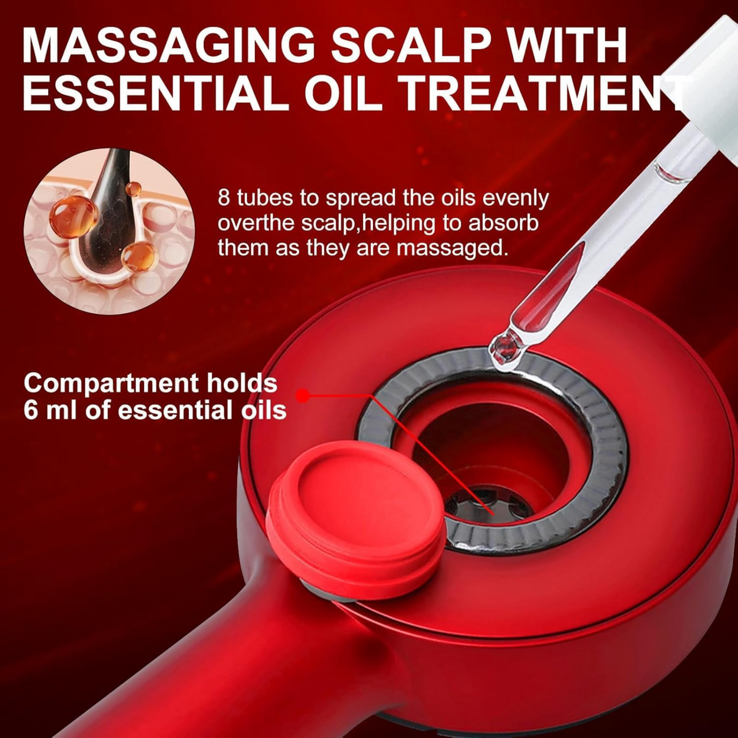 Electric Scalp Massage Comb – Red Light + Serum Applicator