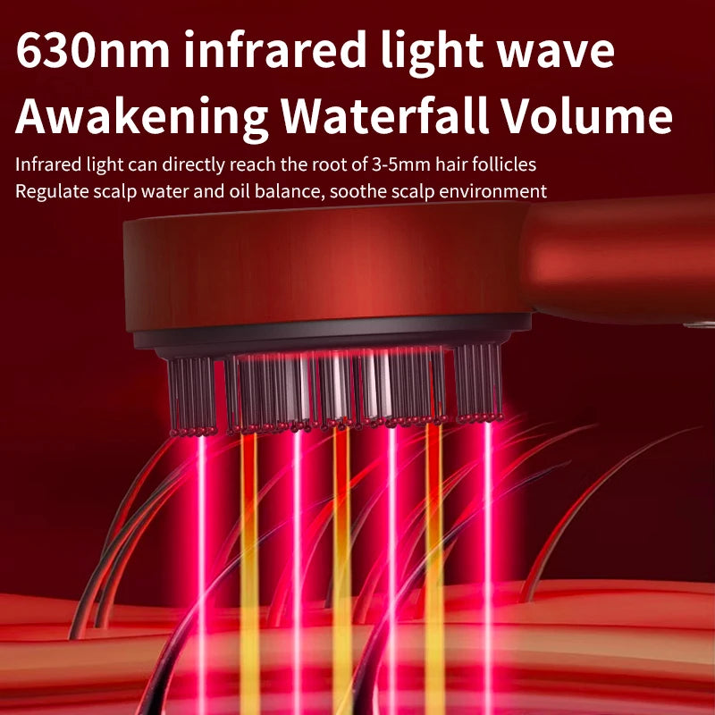 Electric Scalp Massage Comb – Red Light + Serum Applicator