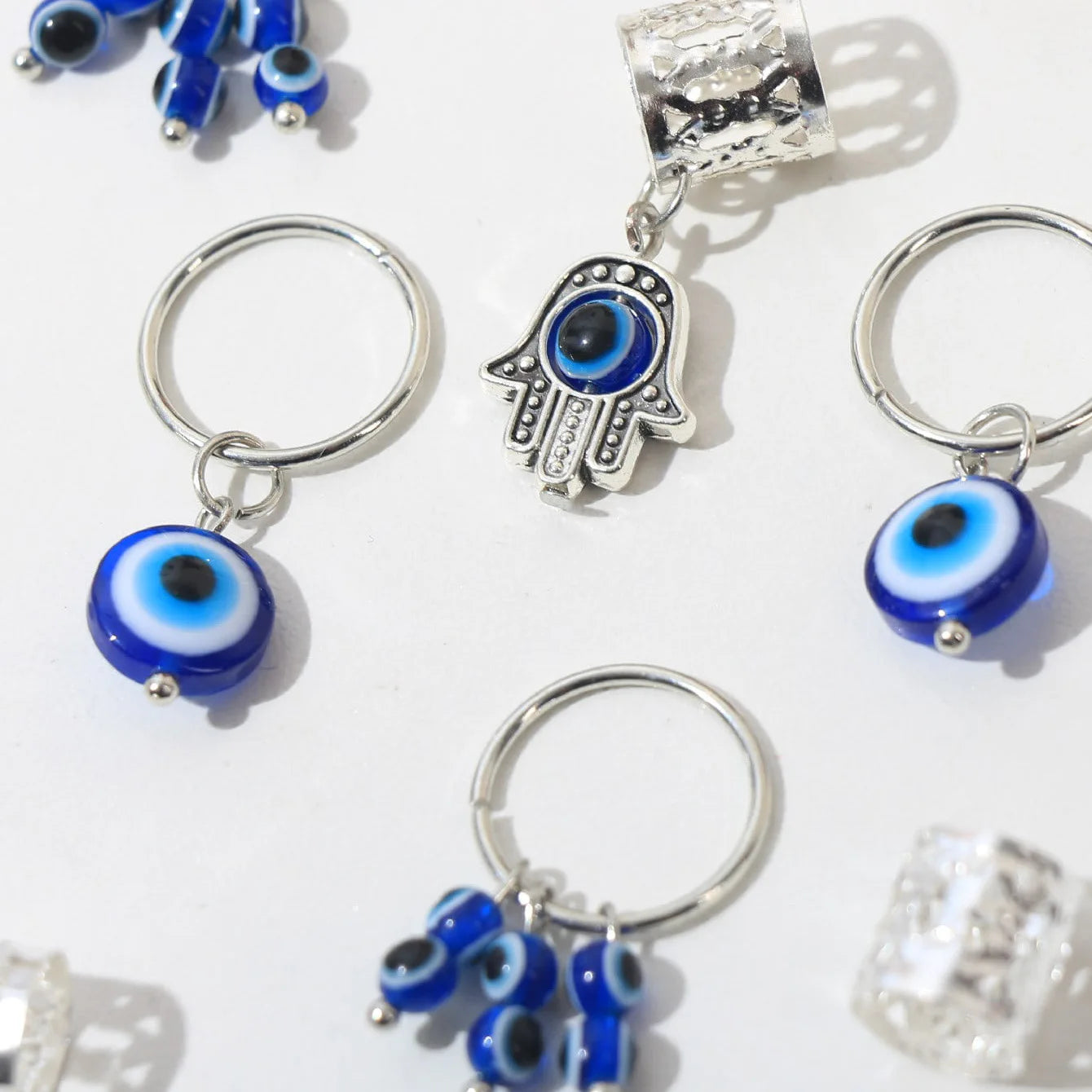 Evil Eye Hair Rings Set