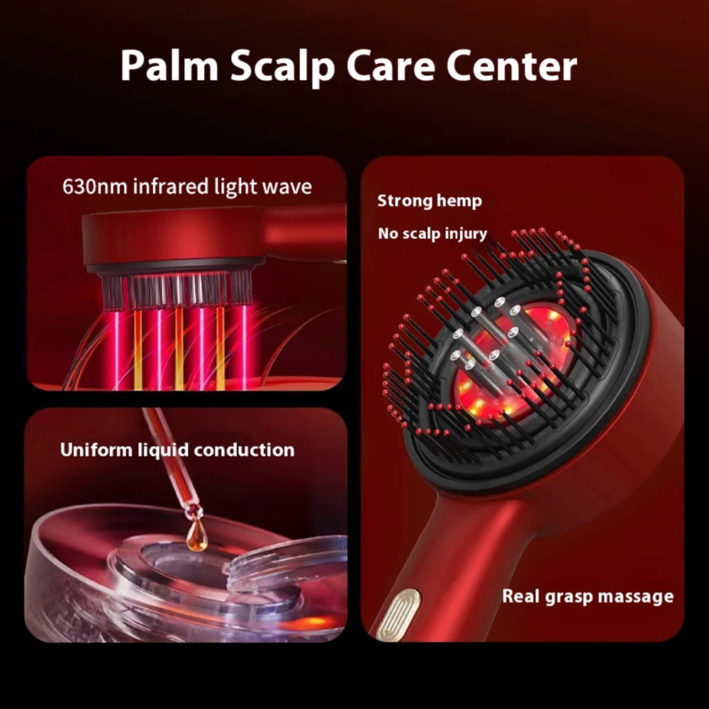 Electric Scalp Massage Comb – Red Light + Serum Applicator
