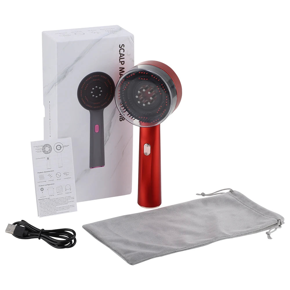 Electric Scalp Massage Comb – Red Light + Serum Applicator