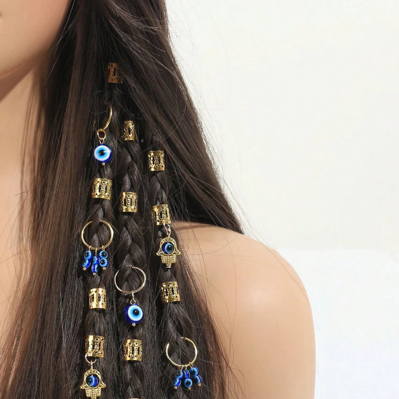 Evil Eye Hair Rings Set