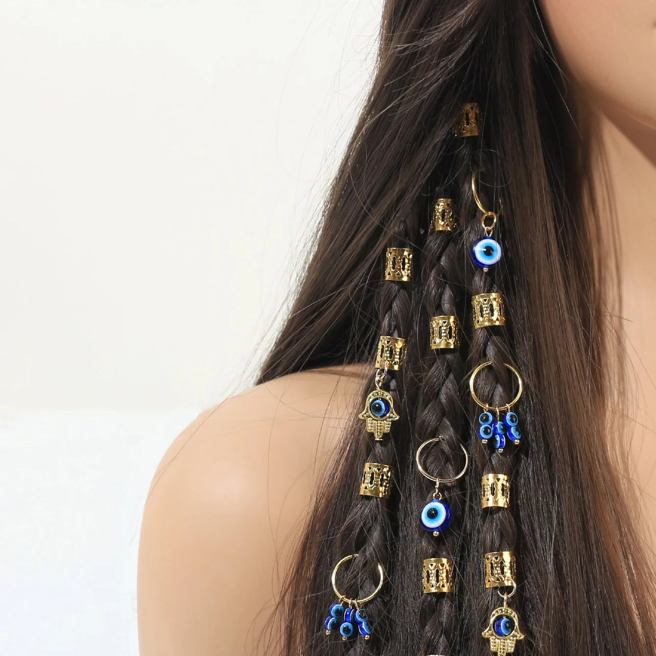Evil Eye Hair Rings Set