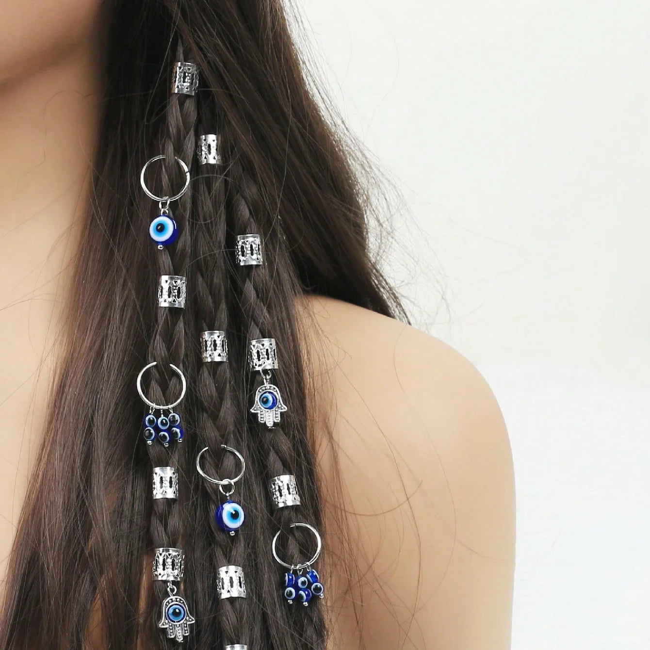 Evil Eye Hair Rings Set