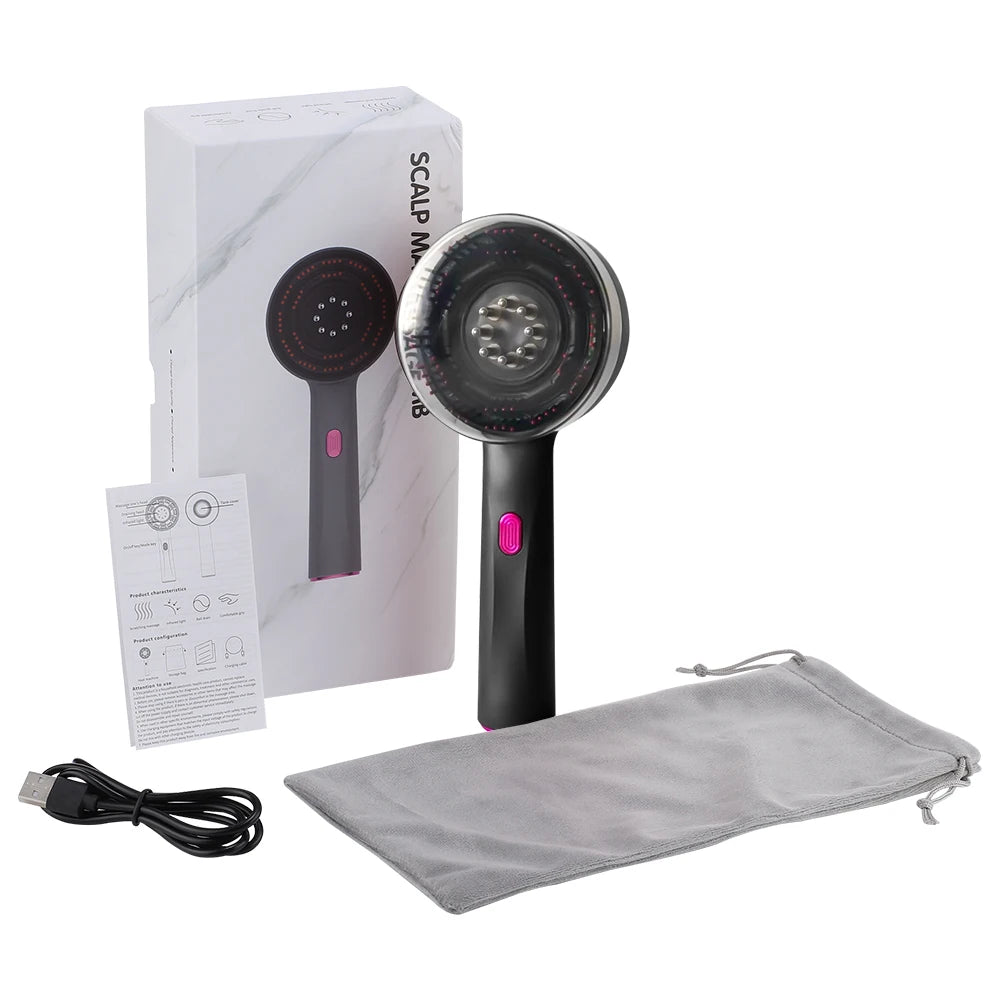 Electric Scalp Massage Comb – Red Light + Serum Applicator