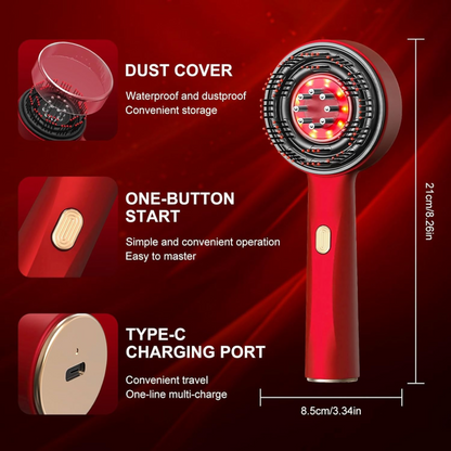Electric Scalp Massage Comb – Red Light + Serum Applicator